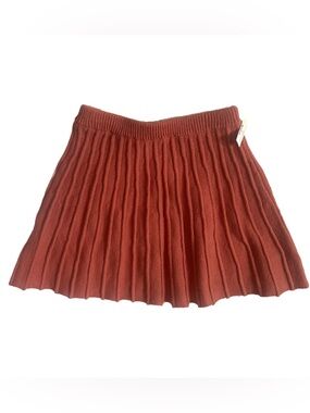 Ribbed Pleated Skirt in Rust Red or Coral Color Girls Medium 7 / 8 NWT